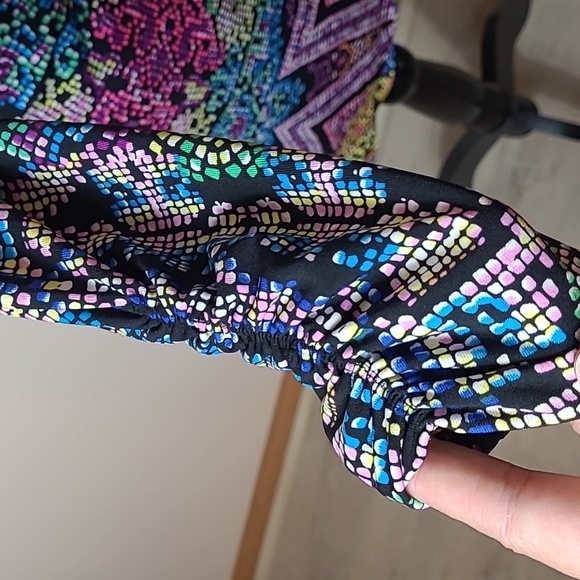 Hale Bob Shift Dress Long Sleeve Colorful Med Reptile Ruched Bodycon Womens - Picture 3 of 12